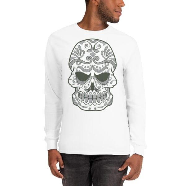 Skull Men’s White Long Sleeve Shirt