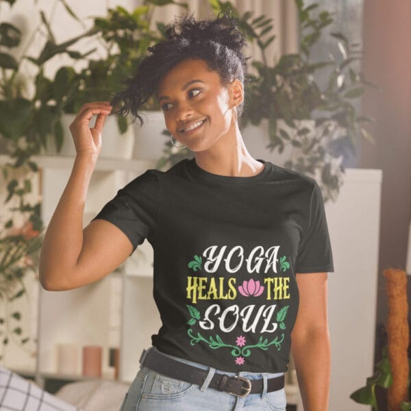 Yoga Heals The Soul - Short-Sleeve Black T-Shirt