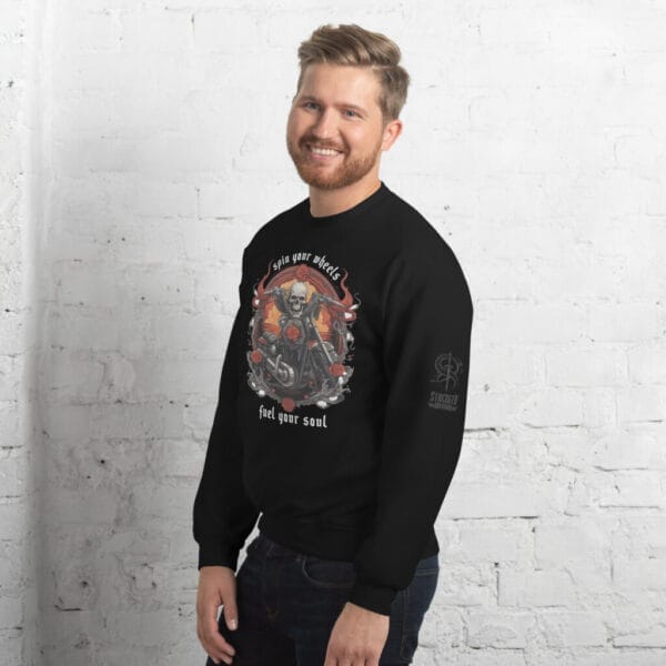 Spin Your Wheels Black Unisex Sweatshirt - Image 3