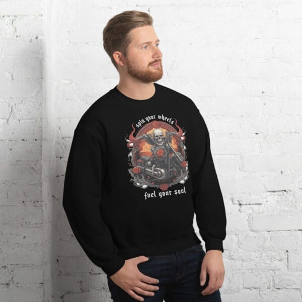 Spin Your Wheels Black Unisex Sweatshirt - Image 2