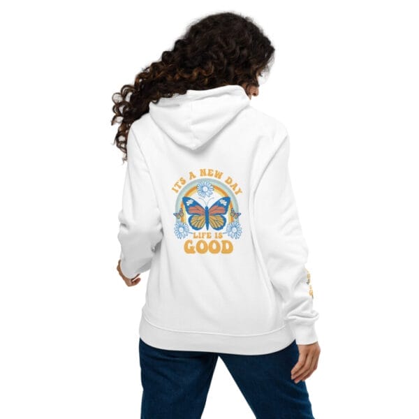 Life is Good White Unisex eco raglan hoodie - Image 3