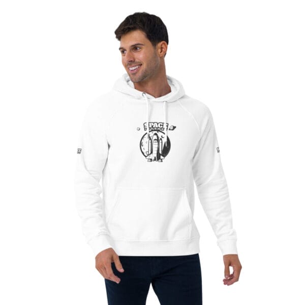 Space Journey White Unisex eco raglan hoodie