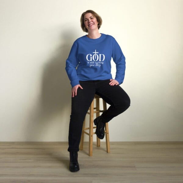 God is still writing... Unisex organic sweatshirt - Image 9